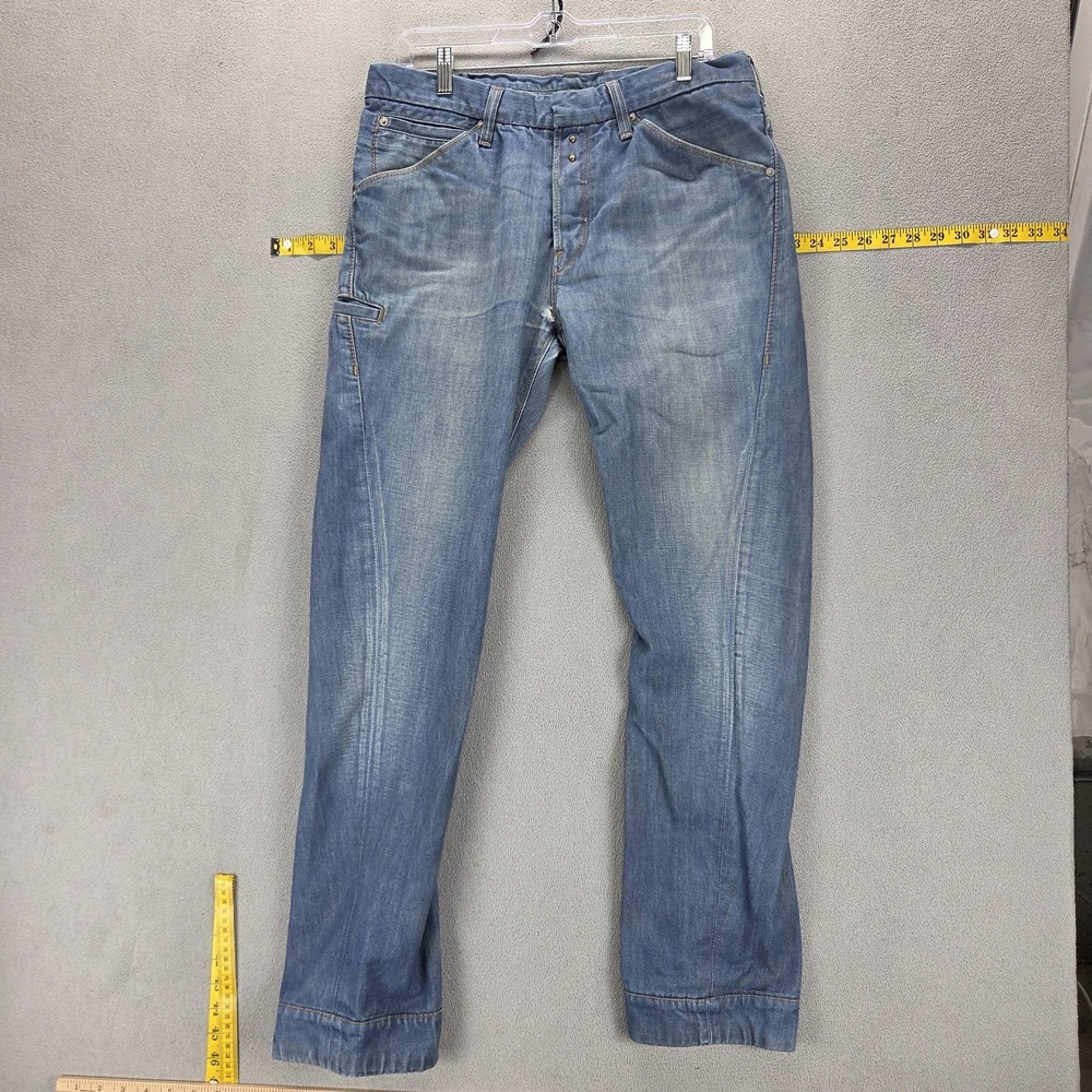 Vintage Levis Engineered Jeans Mens Blue Button Twisted‎ Altered Hem Fits 34x31